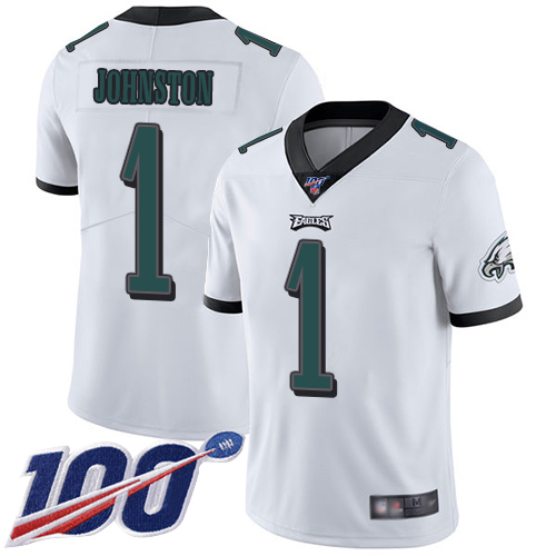 Men Philadelphia Eagles #1 Cameron Johnston White Vapor Untouchable NFL Jersey Limited Player